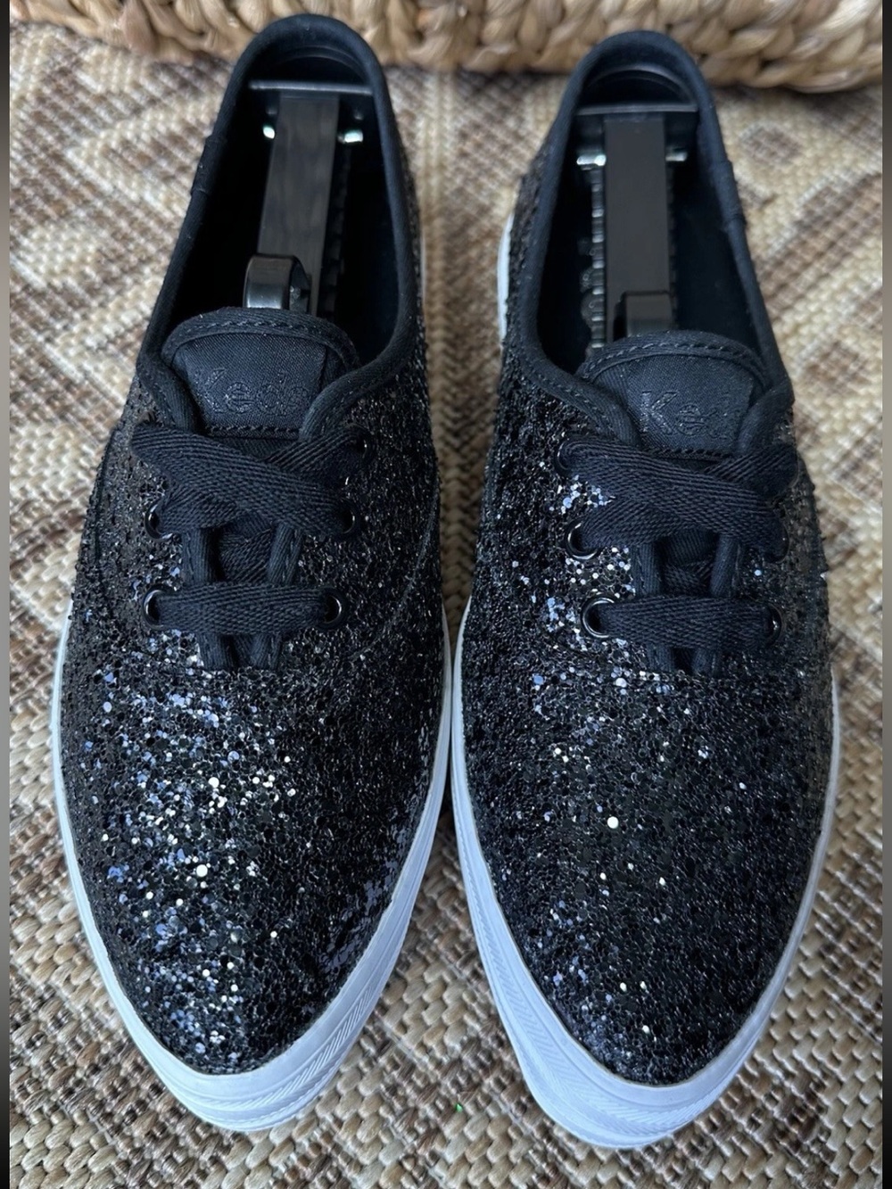 Keds Celebrations Collections Point Toe Black Glitter Platform Sneakers Sz 6.5 - Picture 6 of 13
